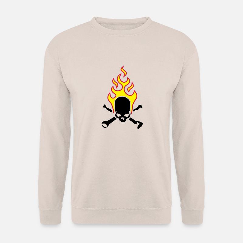 fire_skull_bones_b_3c - Unisex Pullover - Sand