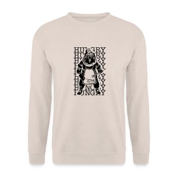 Hungry Barbecue Bear - Hungriger BBQ Bär - Unisex Pullover - Sand - Vorne - Alina (178cm) & Michal (187cm)