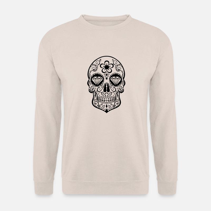 sugar skull pink - Unisex Pullover - Sand