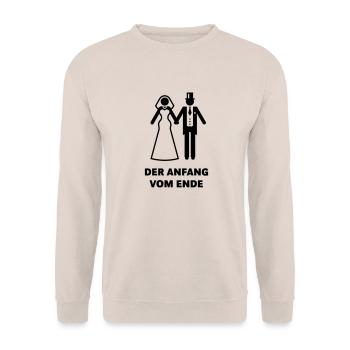 Der Anfang Vom Ende! (Game Over, JGA, Polterabend) - Unisex Pullover - Sand - Vorne - Alina (178cm) & Michal (187cm)