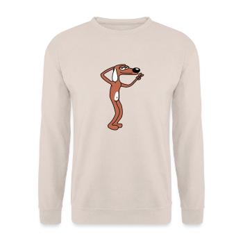 Hund Gechillter Kerl Peace Handzeichen Entspannt - Unisex Pullover - Sand - Vorne - Alina (178cm) & Michal (187cm)