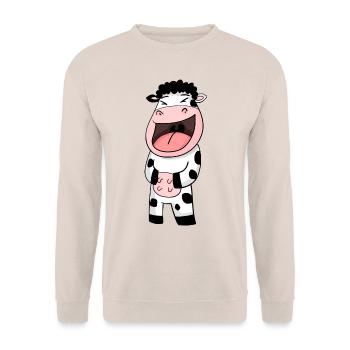 Cow laughs - Unisex Sweatshirt - sand - Front - Alina (178cm) & Michal (187cm)