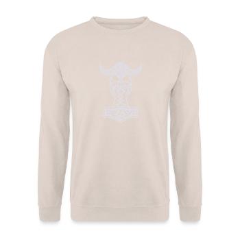 Mjolnir Viking Tribal – Marteau de Thor - Sweat-shirt Unisexe - sable - Devant - Alina (178cm) & Michal (187cm)