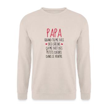 Papa - Fête des Pères - Bébé - Naissance - Baby - Sweat-shirt Unisexe - sable - Devant - Alina (178cm) & Michal (187cm)