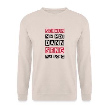 schaun ma moi... - Unisex Pullover - Sand - Vorne - Alina (178cm) & Michal (187cm)