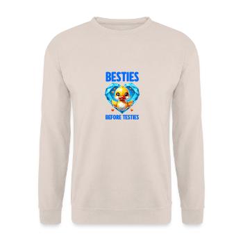 Geometric Besties Before Testies - Unisex Sweatshirt - sand - Front - Alina (178cm) & Michal (187cm)