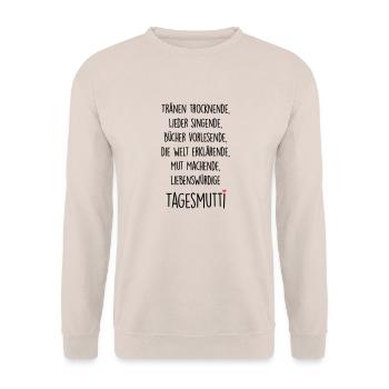Tagesmutti - Unisex Pullover - Sand - Vorne - Alina (178cm) & Michal (187cm)