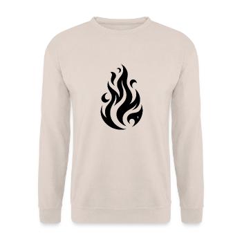 Tribal Tattoo Flammen Feuer Illustration Design - Unisex Pullover - Sand - Vorne - Alina (178cm) & Michal (187cm)