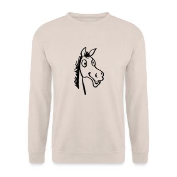 Pferd - Unisex Pullover - Sand - Vorne - Alina (178cm) & Michal (187cm)