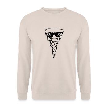 cool face figure sunglasses piece of salami pizza - Unisex Sweatshirt - sand - Front - Alina (178cm) & Michal (187cm)
