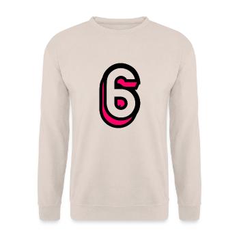 6. HERZLICHEN GLÜCKWUNSCH ZUM GEBURTSTAG. ALLES GUTE ZUM GEBURTSTAG!. ZIFFER - Unisex Pullover - Sand - Vorne - Alina (178cm) & Michal (187cm)