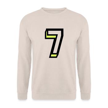 7 YEARS. 7th ANNIVERSARY. BIRTHDAY 7 YEARS. 7 - Unisex Sweatshirt - sand - Front - Alina (178cm) & Michal (187cm)