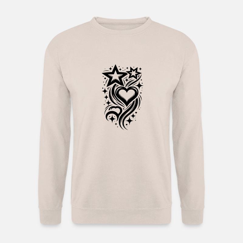Tattoo Komposition aus Herzen und Sternen - Unisex Pullover - Sand