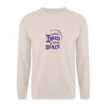 I need my space- Ich brauche meinen Platz- rocket - Unisex Pullover - Sand - Vorne - Alina (178cm) & Michal (187cm)