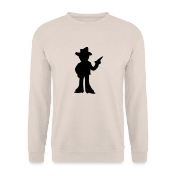 Cowboy - Sheriff - Schatten - Unisex Pullover - Sand - Vorne - Alina (178cm) & Michal (187cm)