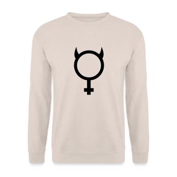 devil - Unisex Sweatshirt - sand - Front - Alina (178cm) & Michal (187cm)
