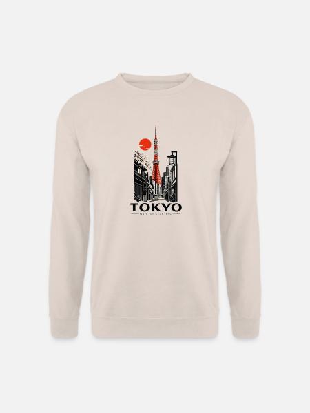 Tokyo Sakura Skyline - Unisex Pullover - Sand