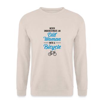 Old Woman - Bicycle - Unisex Sweatshirt - sand - Front - Alina (178cm) & Michal (187cm)