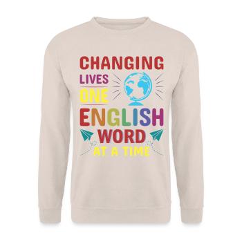 ESL-Lehrer ESL Unterricht - Unisex Pullover - Sand - Vorne - Alina (178cm) & Michal (187cm)