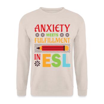 ESL-Lehrer ESL Unterricht - Unisex Pullover - Sand - Vorne - Alina (178cm) & Michal (187cm)