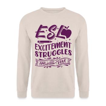 ESL-Lehrer ESL Unterricht - Unisex Pullover - Sand - Vorne - Alina (178cm) & Michal (187cm)