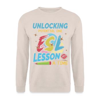 ESL-Lehrer ESL Unterricht - Unisex Pullover - Sand - Vorne - Alina (178cm) & Michal (187cm)