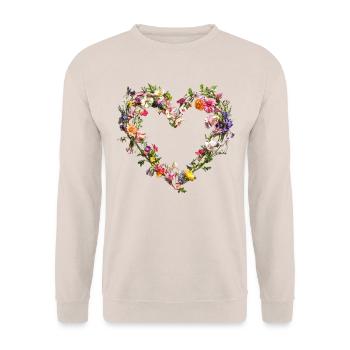Cœur de fleurs délicates Fleurs printanières - Sweat-shirt Unisexe - sable - Devant - Alina (178cm) & Michal (187cm)