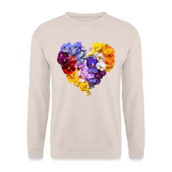 Heart of Pansies - Colorful Blossom Speech - Unisex Sweatshirt - sand - Front - Alina (178cm) & Michal (187cm)