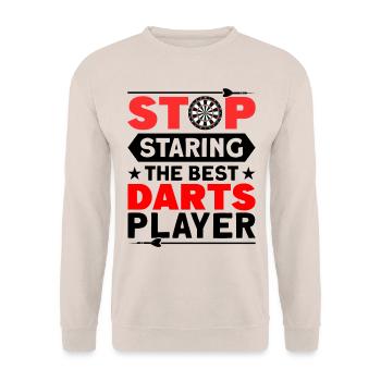Dart Dartspieler Dartspiel Herren - Unisex Pullover - Sand - Vorne - Alina (178cm) & Michal (187cm)