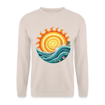 Chemise Soleil & Vacances – Summer Vibes Design - Sweat-shirt Unisexe - sable - Devant - Alina (178cm) & Michal (187cm)