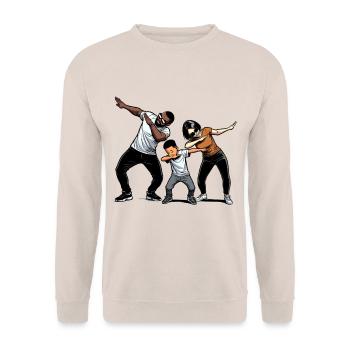 Funny Dabbing Family Cartoon - Unisex Sweatshirt - sand - Front - Alina (178cm) & Michal (187cm)