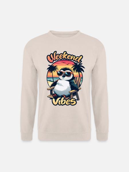 Weekend Vibes funny Penguin at the Sea Beach - Unisex Pullover - Sand