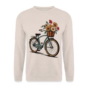 Blumen Fahrrad Retro Kunst - Unisex Pullover - Sand - Vorne - Alina (178cm) & Michal (187cm)