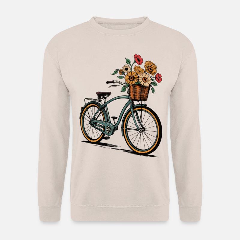 Blumen Fahrrad Retro Kunst - Unisex Pullover - Sand