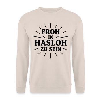 Hasloh Shirt Heimat Norddeutschland Lokal - Unisex Pullover - Sand - Vorne - Alina (178cm) & Michal (187cm)