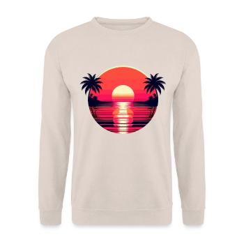 Sun Beach Holiday Retro Palm Trees Sea - Unisex Sweatshirt - sand - Front - Alina (178cm) & Michal (187cm)