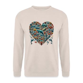 Animaux de la mer, Forme de cœur, Océan, Amour - Sweat-shirt Unisexe - sable - Devant - Alina (178cm) & Michal (187cm)