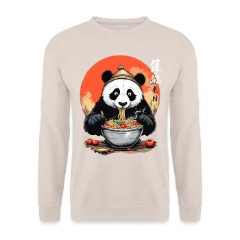 Kawaii Panda Ramen Style Japon Design - Sweat-shirt Unisexe - sable - Devant - Alina (178cm) & Michal (187cm)