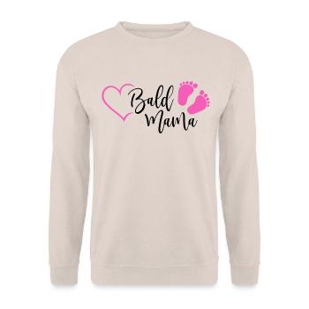 Bald Mama Baby Schwangerschaft Geburt Herz Mädchen - Unisex Pullover - Sand - Vorne - Alina (178cm) & Michal (187cm)