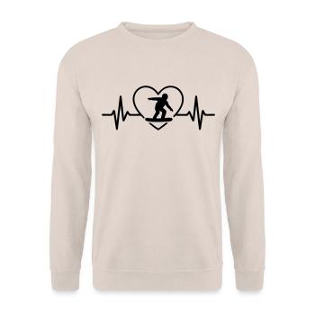 Snowboard Sport Snowboarder Herz - Unisex Pullover - Sand - Vorne - Alina (178cm) & Michal (187cm)