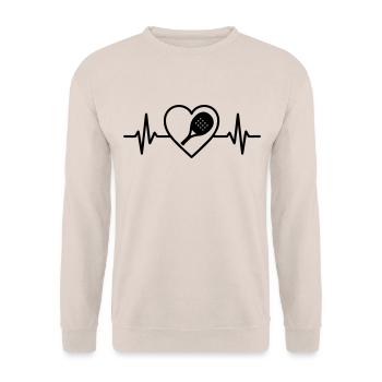 Padel Herz für den Schläger - Unisex Pullover - Sand - Vorne - Alina (178cm) & Michal (187cm)