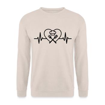 Cooking Chef Heart - Unisex Sweatshirt - sand - Front - Alina (178cm) & Michal (187cm)