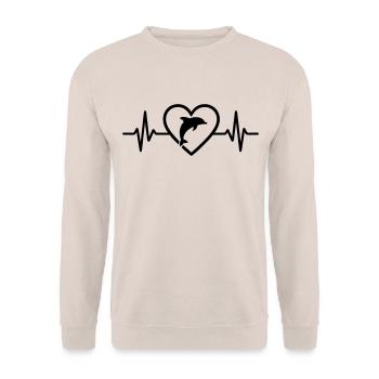 Dolphin Sea Animal Heart - Unisex Sweatshirt - sand - Front - Alina (178cm) & Michal (187cm)