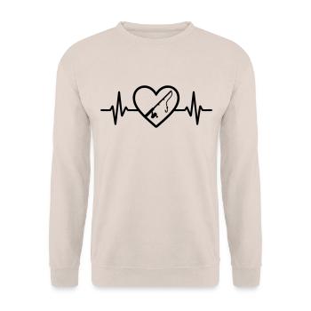 Angeln Fischer Herz - Unisex Pullover - Sand - Vorne - Alina (178cm) & Michal (187cm)