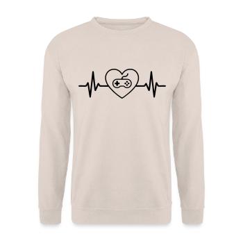 Retro Gamer Liebe zum Zocken Retrogaming Gaming - Unisex Pullover - Sand - Vorne - Alina (178cm) & Michal (187cm)