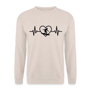 Surf Sport Surfer Heart - Unisex Sweatshirt - sand - Front - Alina (178cm) & Michal (187cm)