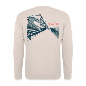 Hossegor Côte Atlantique – Vague dessinée à la main - Sweat-shirt Unisexe - sable - Dos - Michal (187cm)