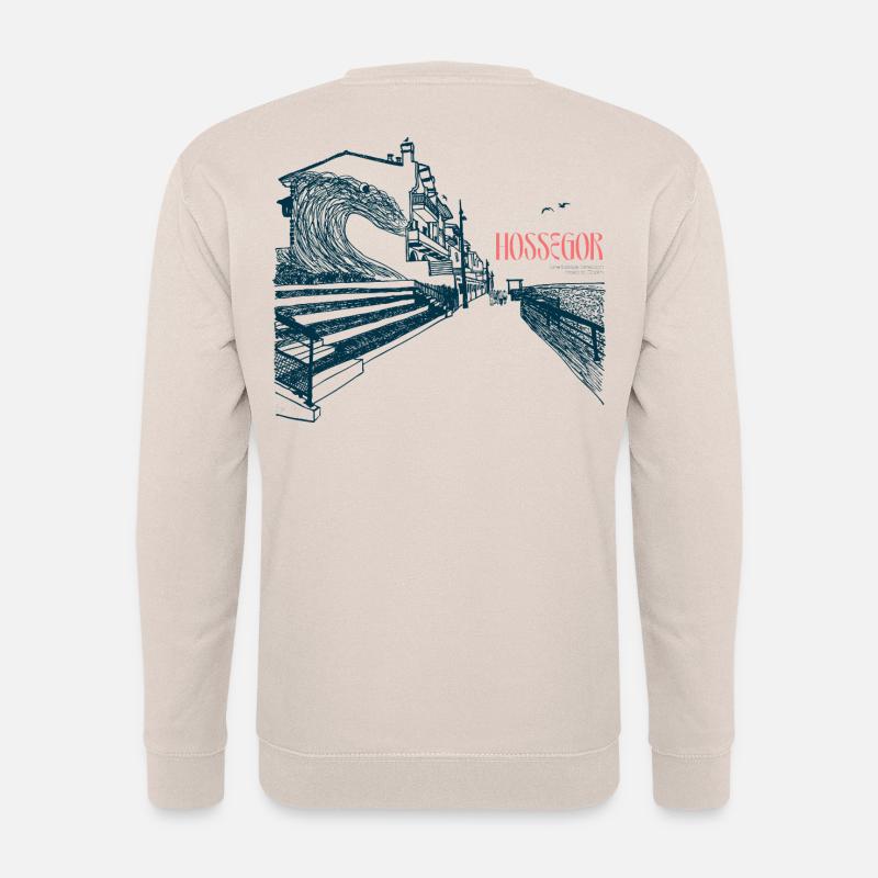 Hossegor Atlantic Coast – Hand-Drawn Wave - Unisex Sweatshirt - sand