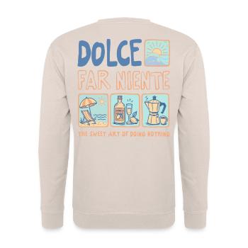 Dolce Far Niente - La Dolce Vita Sommer Design  - Unisex Pullover - Sand - Hinten - Michal (187cm)