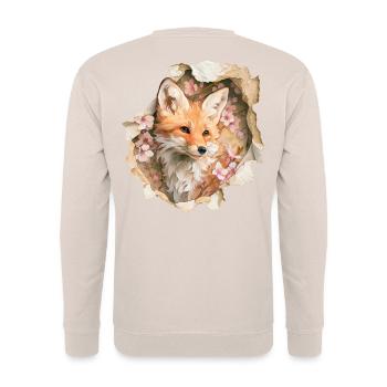Fox with cherry blossoms - Unisex Sweatshirt - sand - Back - Michal (187cm)